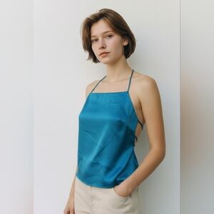 NWT LEYDEN Aqua Blue Cami Top, Size Small